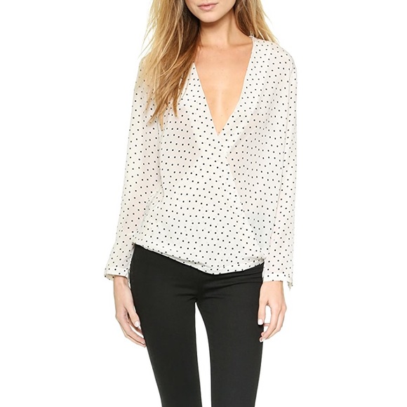 Club Monaco Khalila Polka Dot Silk Blouse - Picture 2 of 8